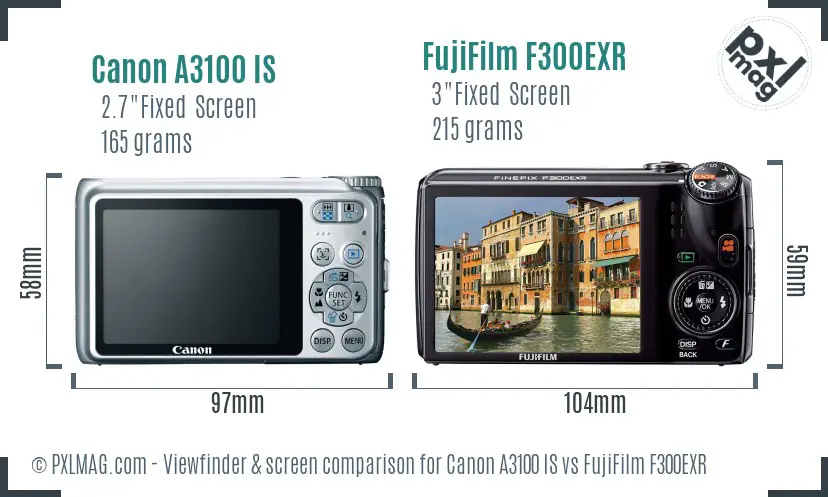 Canon A3100 IS vs FujiFilm F300EXR Screen and Viewfinder comparison