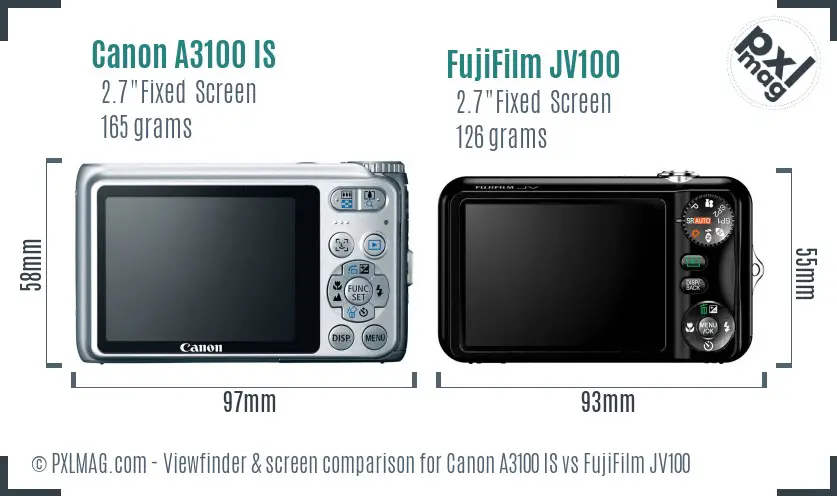 Canon A3100 IS vs FujiFilm JV100 Screen and Viewfinder comparison Canon A3100 IS vs FujiFilm JV100 Screen and Viewfinder comparison
