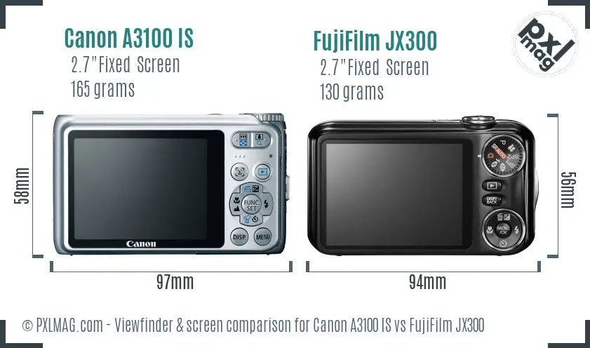 Canon A3100 IS vs FujiFilm JX300 Screen and Viewfinder comparison Canon A3100 IS vs FujiFilm JX300 Screen and Viewfinder comparison
