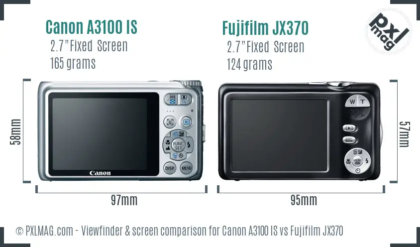 Canon A3100 IS vs Fujifilm JX370 Screen and Viewfinder comparison