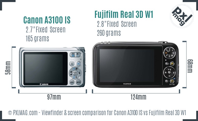 Canon A3100 IS vs Fujifilm Real 3D W1 Screen and Viewfinder comparison