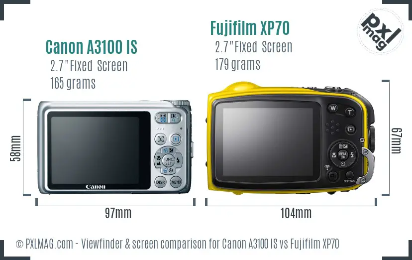 Canon A3100 IS vs Fujifilm XP70 Screen and Viewfinder comparison Canon A3100 IS vs Fujifilm XP70 Screen and Viewfinder comparison
