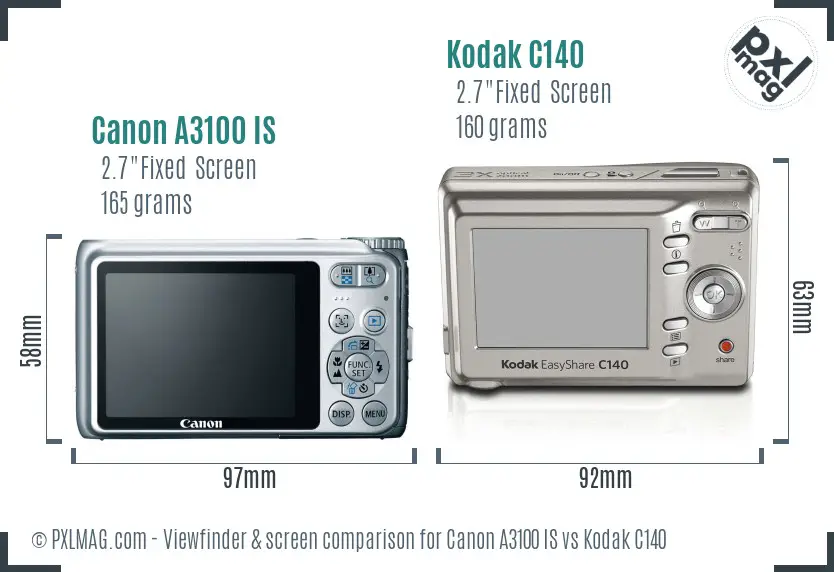 Canon A3100 IS vs Kodak C140 Screen and Viewfinder comparison Canon A3100 IS vs Kodak C140 Screen and Viewfinder comparison