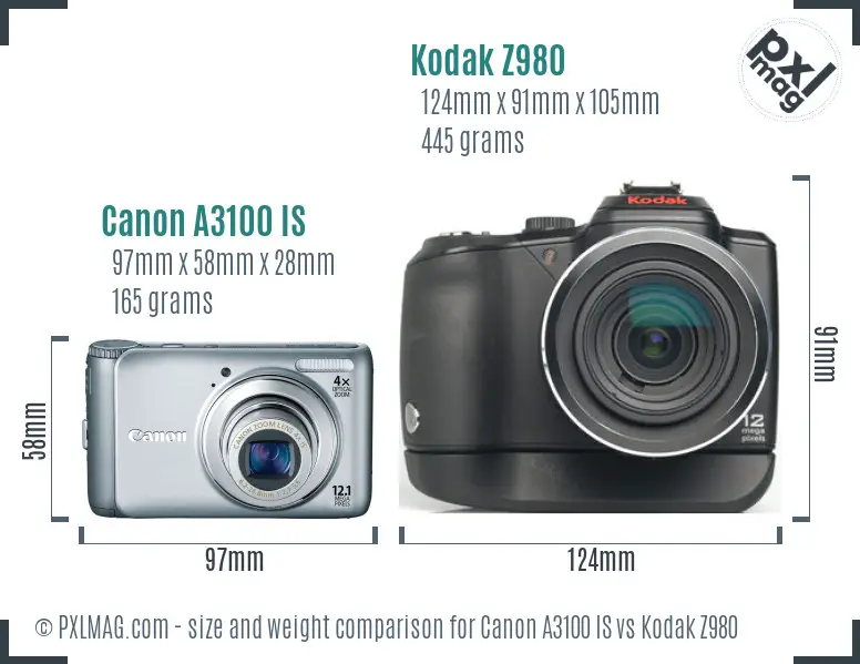 Canon A3100 IS vs Kodak Z980 size comparison Canon A3100 IS vs Kodak Z980 size comparison