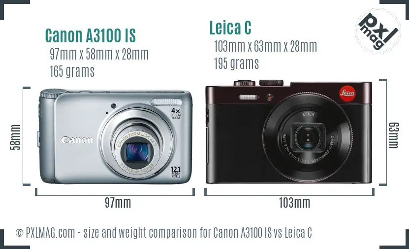 Canon A3100 IS vs Leica C size comparison