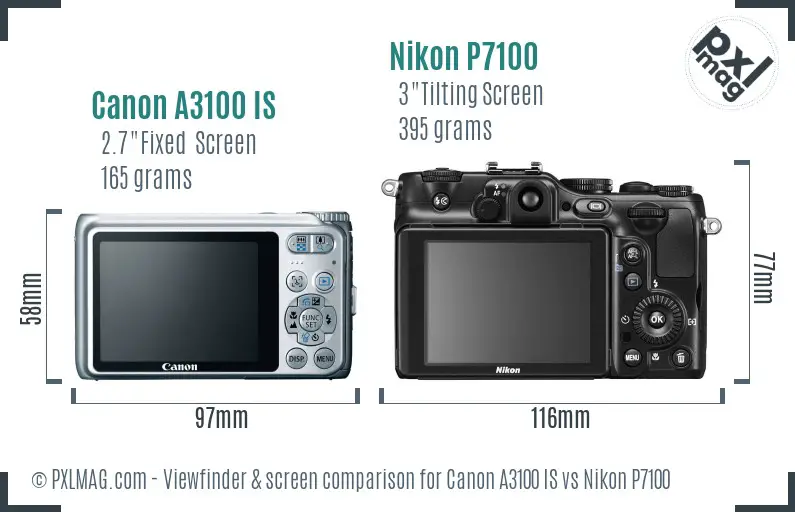 Canon A3100 IS vs Nikon P7100 Screen and Viewfinder comparison