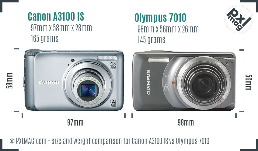 Canon A3100 IS vs Olympus 7010 size comparison