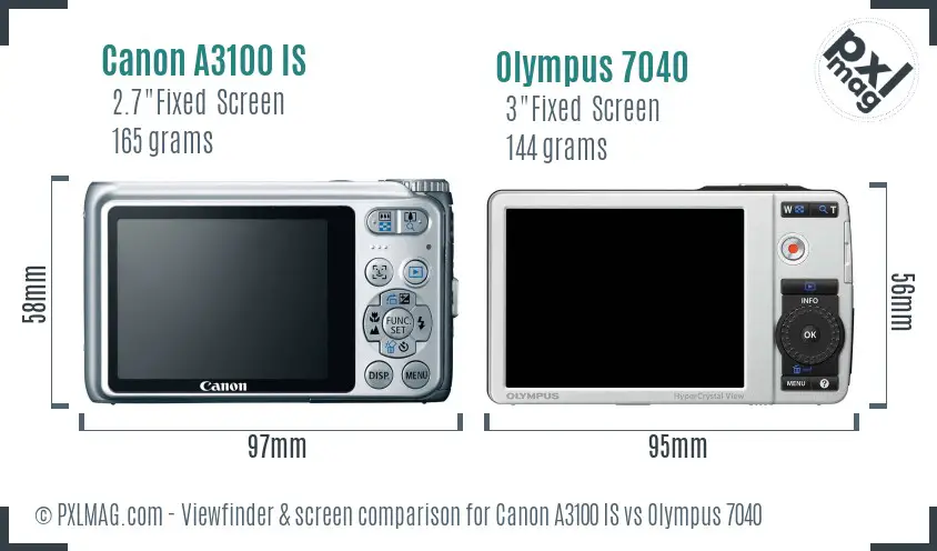 Canon A3100 IS vs Olympus 7040 Screen and Viewfinder comparison