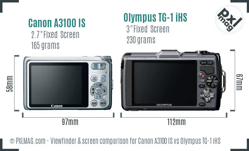 Canon A3100 IS vs Olympus TG-1 iHS Screen and Viewfinder comparison