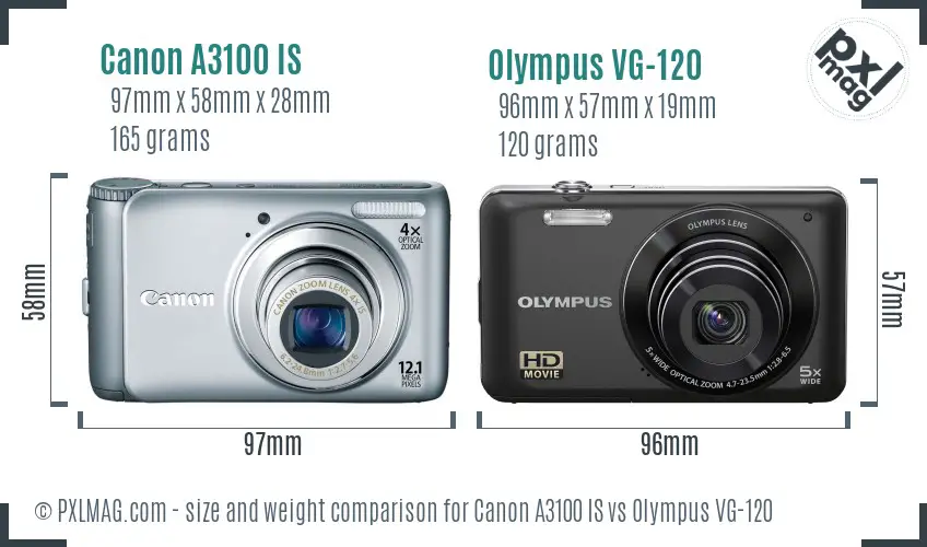 Canon A3100 IS vs Olympus VG-120 size comparison