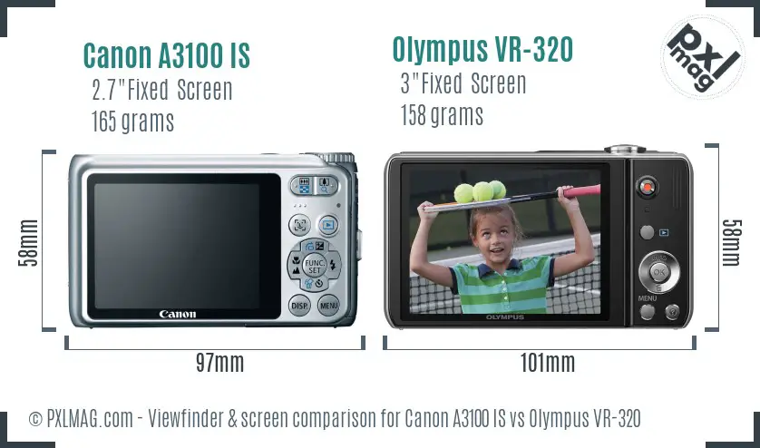 Canon A3100 IS vs Olympus VR-320 Screen and Viewfinder comparison