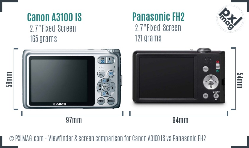 Canon A3100 IS vs Panasonic FH2 Screen and Viewfinder comparison