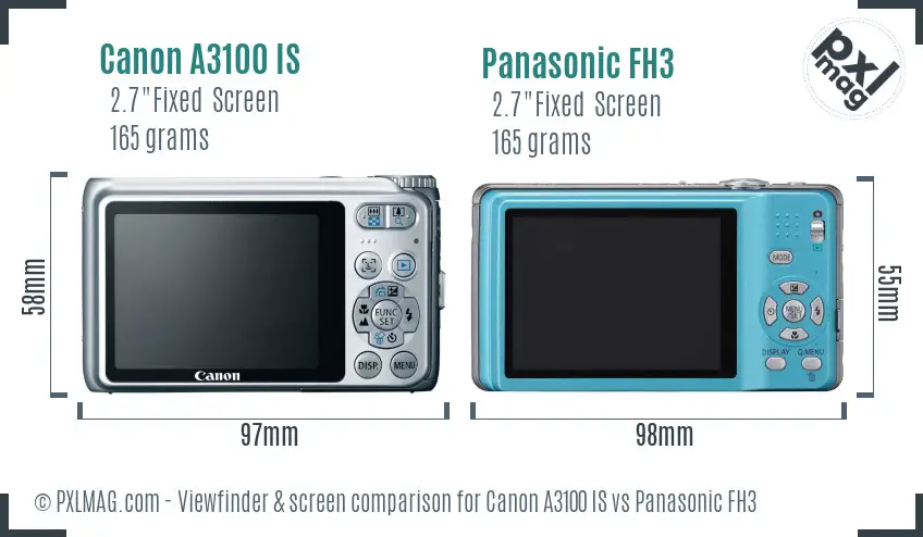 Canon A3100 IS vs Panasonic FH3 Screen and Viewfinder comparison Canon A3100 IS vs Panasonic FH3 Screen and Viewfinder comparison