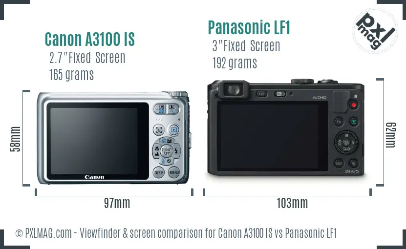 Canon A3100 IS vs Panasonic LF1 Screen and Viewfinder comparison Canon A3100 IS vs Panasonic LF1 Screen and Viewfinder comparison