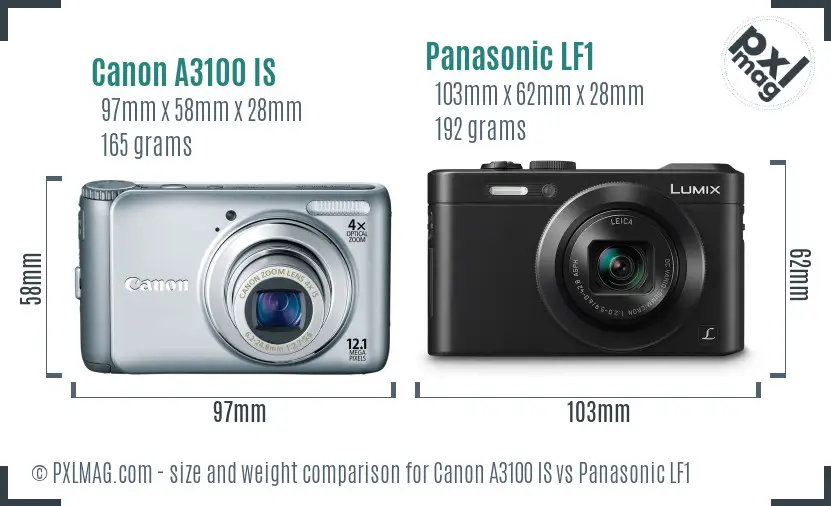 Canon A3100 IS vs Panasonic LF1 size comparison Canon A3100 IS vs Panasonic LF1 size comparison