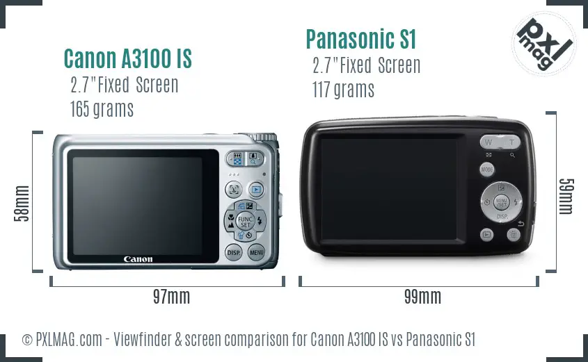 Canon A3100 IS vs Panasonic S1 Screen and Viewfinder comparison