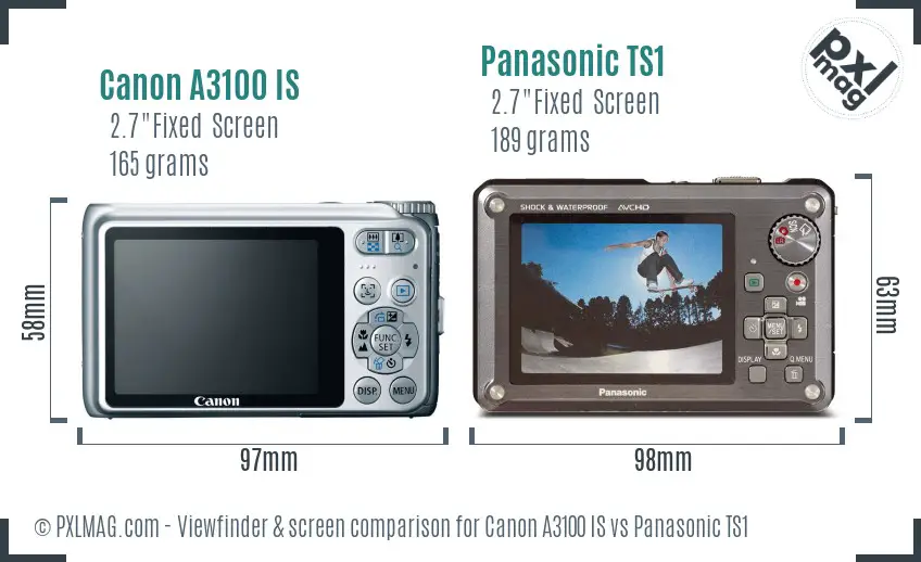 Canon A3100 IS vs Panasonic TS1 Screen and Viewfinder comparison