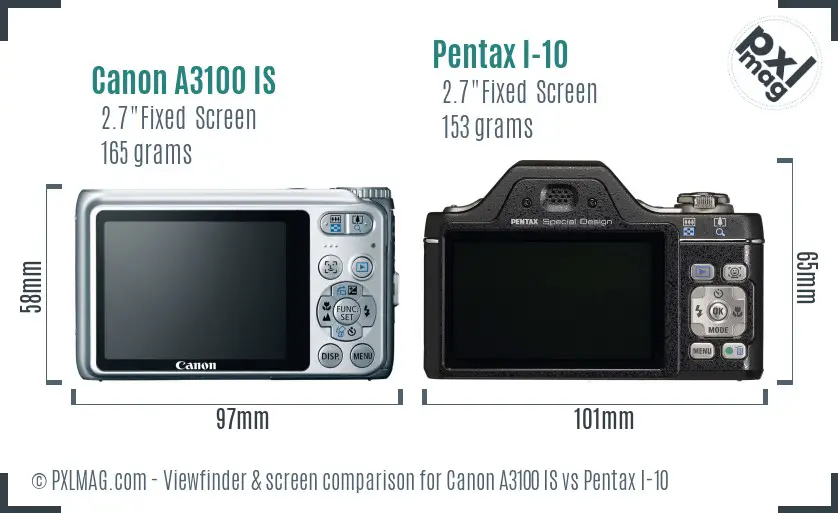 Canon A3100 IS vs Pentax I-10 Screen and Viewfinder comparison