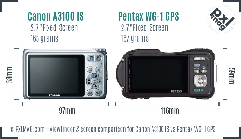 Canon A3100 IS vs Pentax WG-1 GPS Screen and Viewfinder comparison