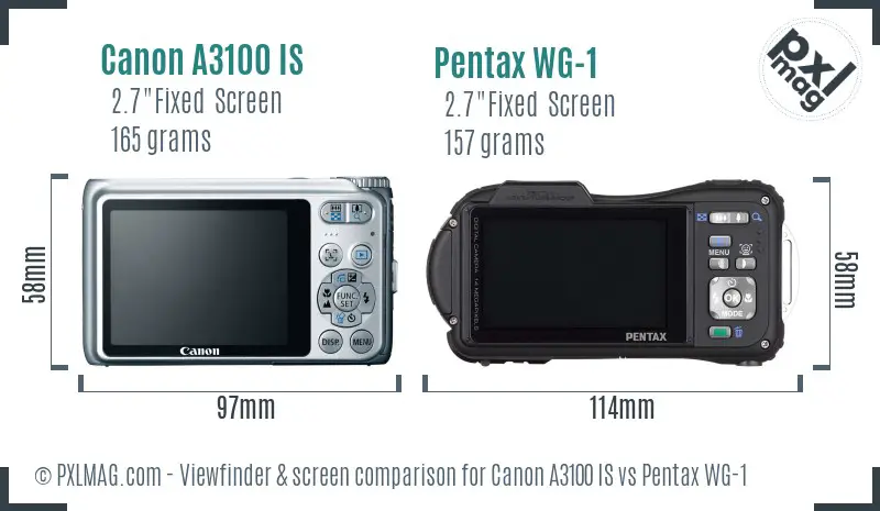 Canon A3100 IS vs Pentax WG-1 Screen and Viewfinder comparison Canon A3100 IS vs Pentax WG-1 Screen and Viewfinder comparison