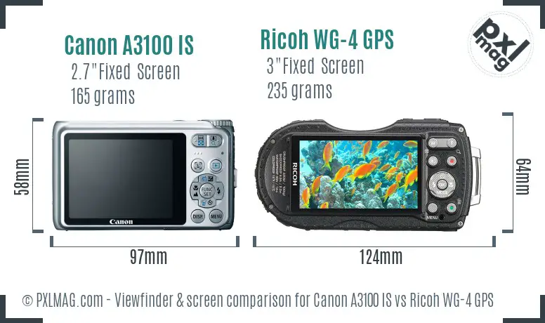 Canon A3100 IS vs Ricoh WG-4 GPS Screen and Viewfinder comparison