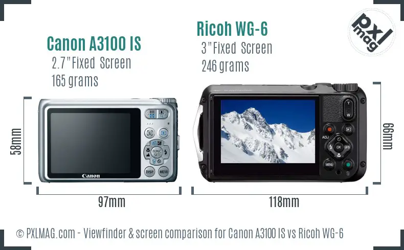 Canon A3100 IS vs Ricoh WG-6 Screen and Viewfinder comparison