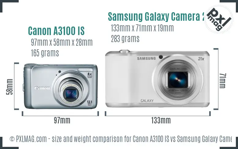 Canon A3100 IS vs Samsung Galaxy Camera 2 size comparison