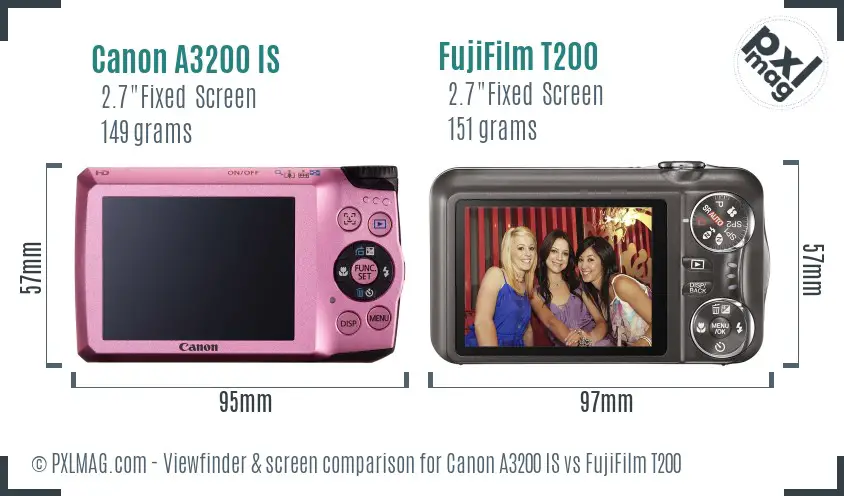 Canon A3200 IS vs FujiFilm T200 Screen and Viewfinder comparison Canon A3200 IS vs FujiFilm T200 Screen and Viewfinder comparison