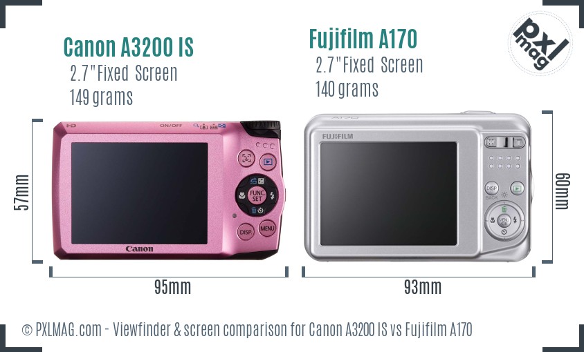 Canon A3200 IS vs Fujifilm A170 Screen and Viewfinder comparison