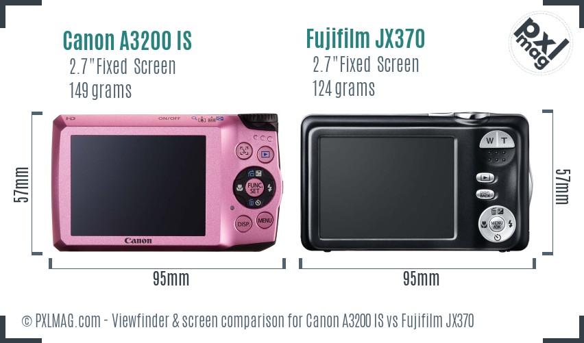 Canon A3200 IS vs Fujifilm JX370 Screen and Viewfinder comparison