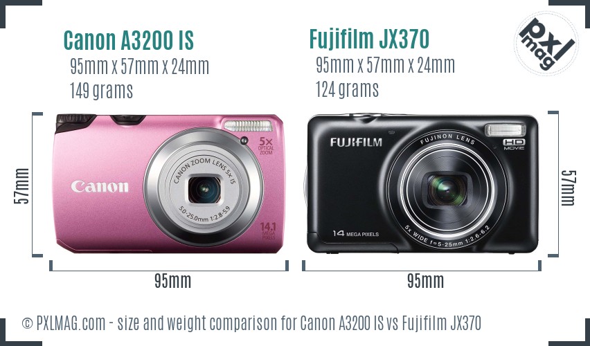 Canon A3200 IS vs Fujifilm JX370 size comparison Canon A3200 IS vs Fujifilm JX370 size comparison