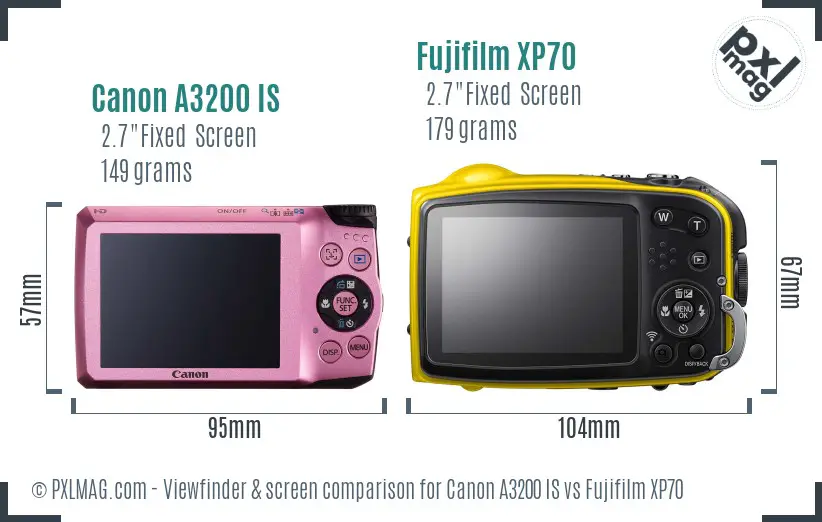 Canon A3200 IS vs Fujifilm XP70 Screen and Viewfinder comparison Canon A3200 IS vs Fujifilm XP70 Screen and Viewfinder comparison