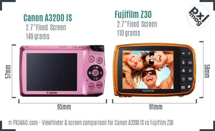 Canon A3200 IS vs Fujifilm Z30 Screen and Viewfinder comparison Canon A3200 IS vs Fujifilm Z30 Screen and Viewfinder comparison