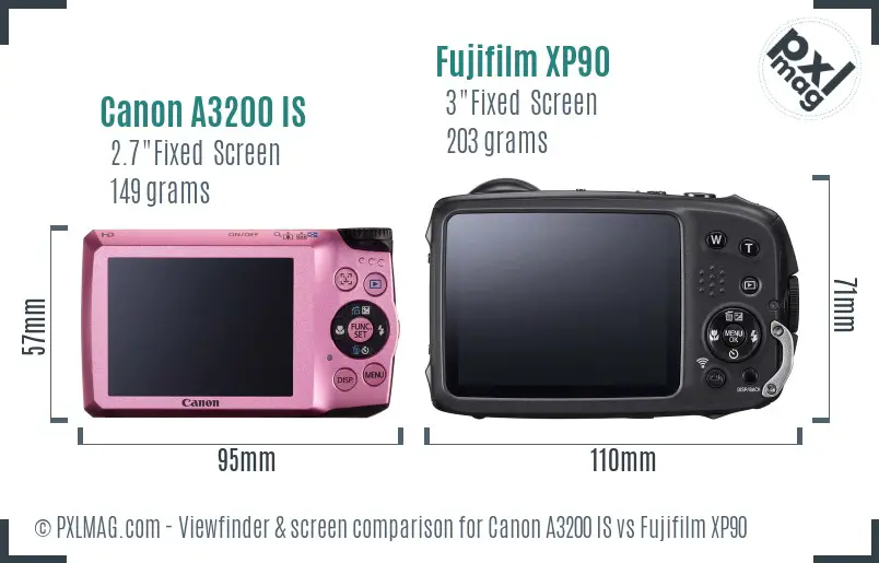 Canon A3200 IS vs Fujifilm XP90 Screen and Viewfinder comparison Canon A3200 IS vs Fujifilm XP90 Screen and Viewfinder comparison
