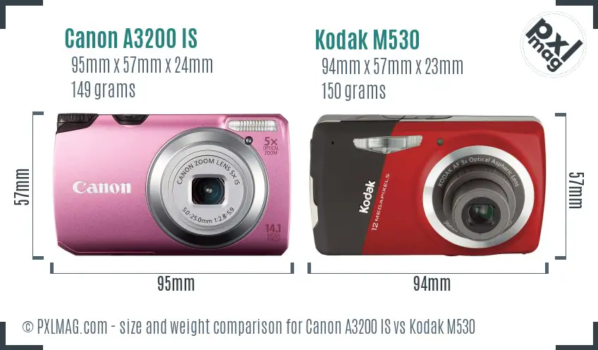 Canon A3200 IS vs Kodak M530 size comparison Canon A3200 IS vs Kodak M530 size comparison