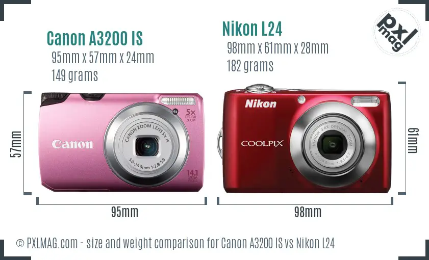 Canon A3200 IS vs Nikon L24 size comparison Canon A3200 IS vs Nikon L24 size comparison
