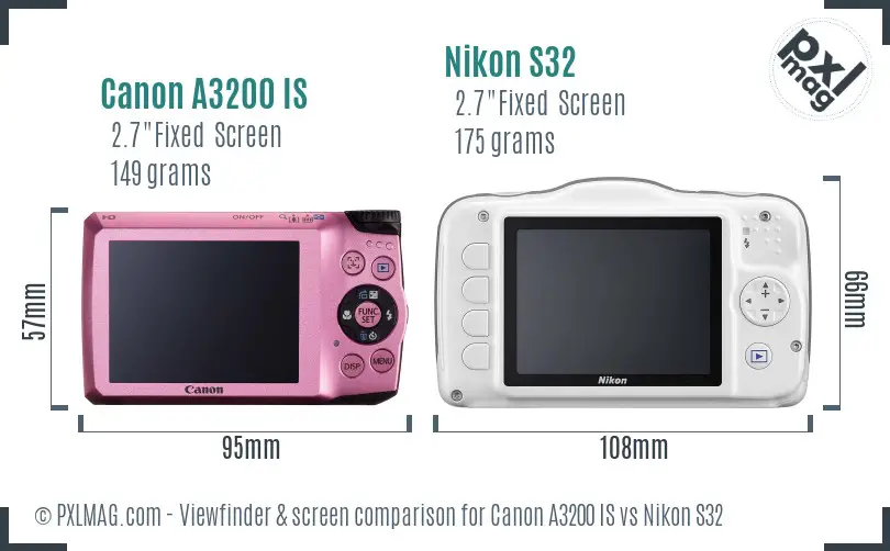 Canon A3200 IS vs Nikon S32 Screen and Viewfinder comparison Canon A3200 IS vs Nikon S32 Screen and Viewfinder comparison