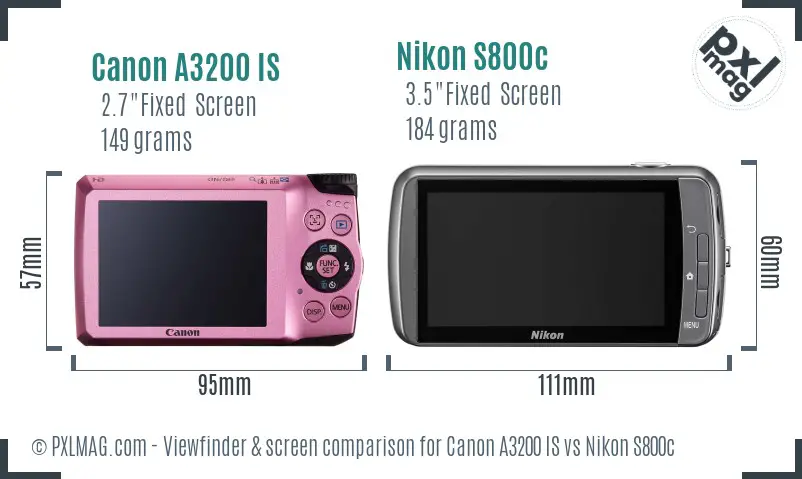 Canon A3200 IS vs Nikon S800c Screen and Viewfinder comparison Canon A3200 IS vs Nikon S800c Screen and Viewfinder comparison