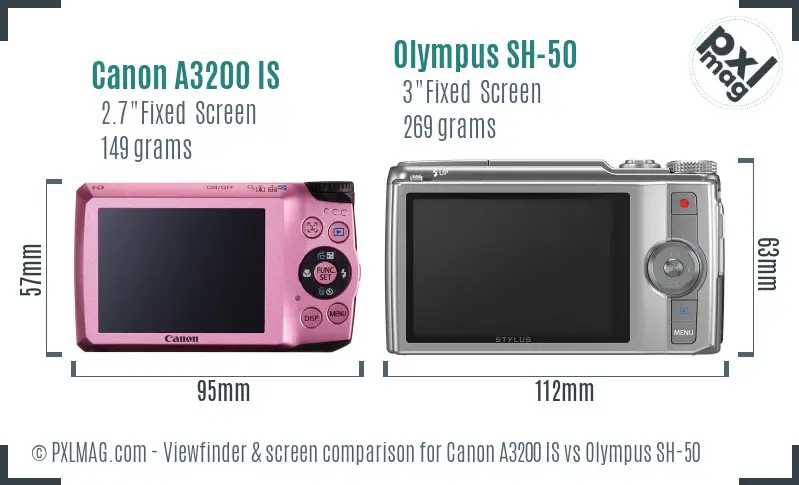Canon A3200 IS vs Olympus SH-50 Screen and Viewfinder comparison Canon A3200 IS vs Olympus SH-50 Screen and Viewfinder comparison