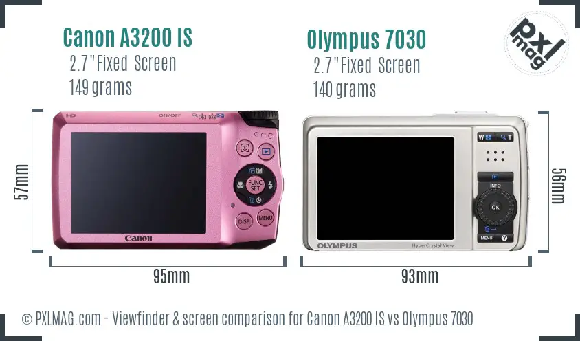 Canon A3200 IS vs Olympus 7030 Screen and Viewfinder comparison Canon A3200 IS vs Olympus 7030 Screen and Viewfinder comparison
