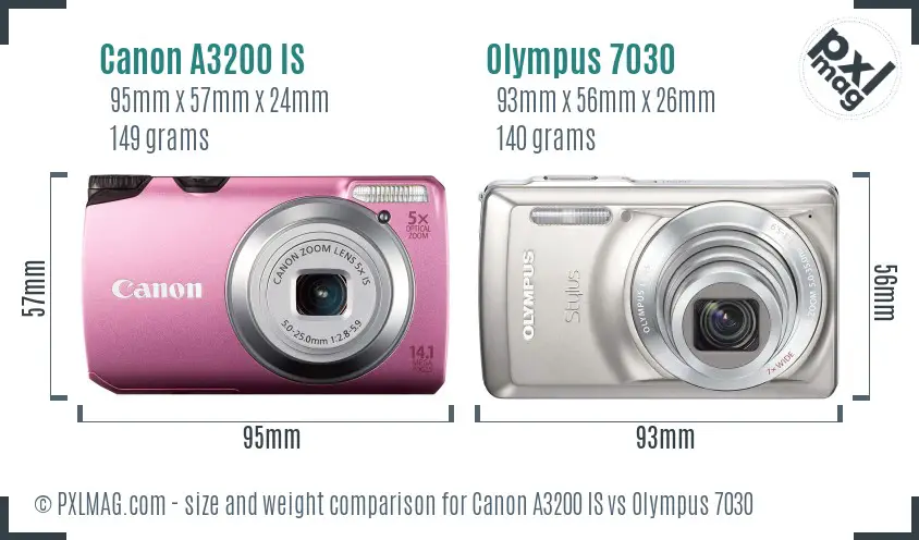 Canon A3200 IS vs Olympus 7030 size comparison Canon A3200 IS vs Olympus 7030 size comparison