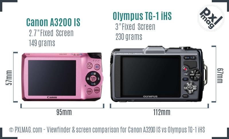 Canon A3200 IS vs Olympus TG-1 iHS Screen and Viewfinder comparison