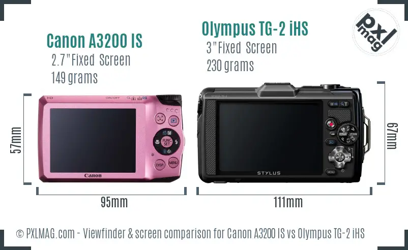 Canon A3200 IS vs Olympus TG-2 iHS Screen and Viewfinder comparison