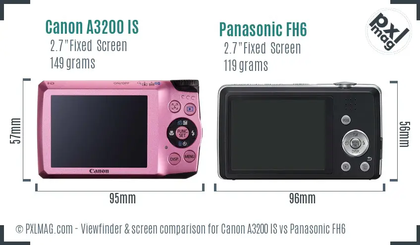Canon A3200 IS vs Panasonic FH6 Screen and Viewfinder comparison Canon A3200 IS vs Panasonic FH6 Screen and Viewfinder comparison