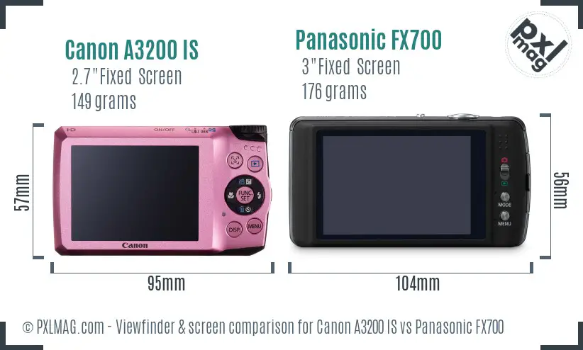 Canon A3200 IS vs Panasonic FX700 Screen and Viewfinder comparison Canon A3200 IS vs Panasonic FX700 Screen and Viewfinder comparison