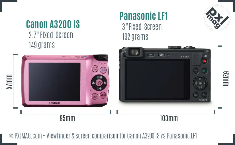 Canon A3200 IS vs Panasonic LF1 Screen and Viewfinder comparison