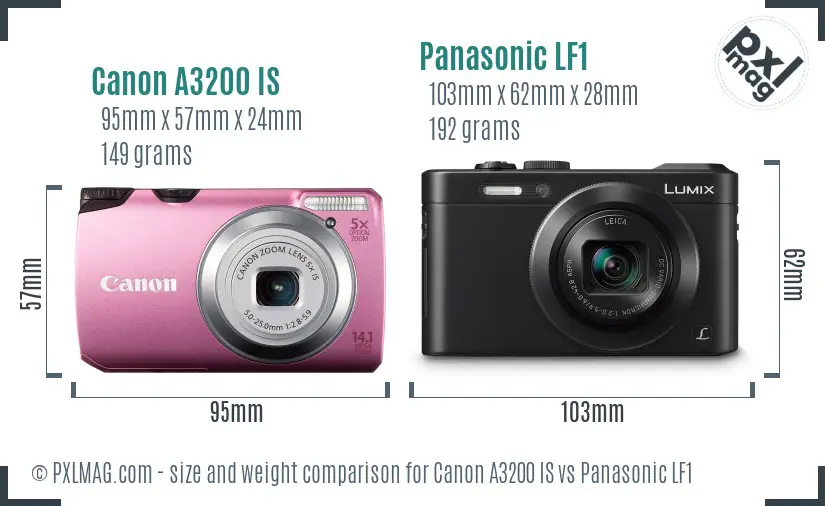Canon A3200 IS vs Panasonic LF1 size comparison