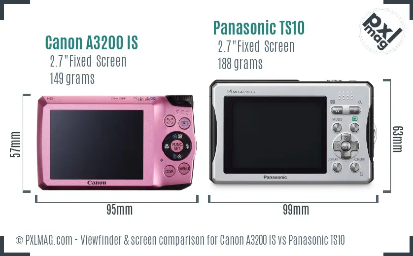 Canon A3200 IS vs Panasonic TS10 Screen and Viewfinder comparison