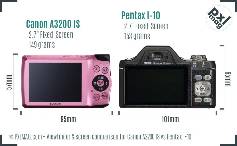 Canon A3200 IS vs Pentax I-10 Screen and Viewfinder comparison Canon A3200 IS vs Pentax I-10 Screen and Viewfinder comparison