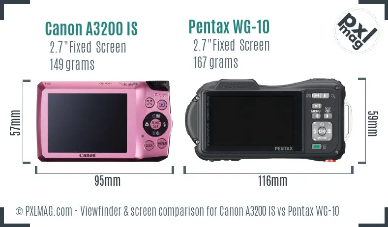 Canon A3200 IS vs Pentax WG-10 Screen and Viewfinder comparison Canon A3200 IS vs Pentax WG-10 Screen and Viewfinder comparison